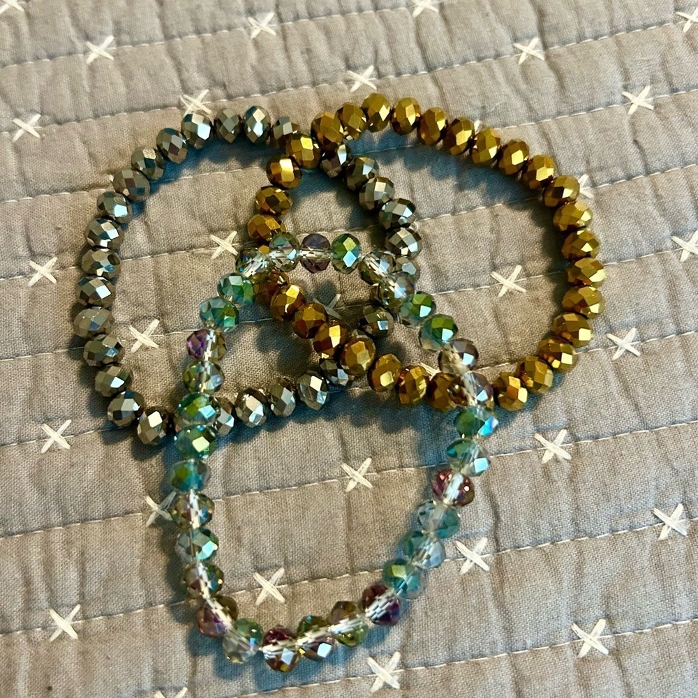 (Bundle 3 for $15) Elegant Gold and Silver Beaded Bracelet Set